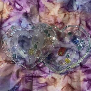 Vintage Original Walther Glas Heart-Shaped Trinket Dishes